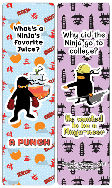 Creanoso Ninja Jokes Cards - Funny Gift Set Bookmarks - Stocking Stuffers and Incentives