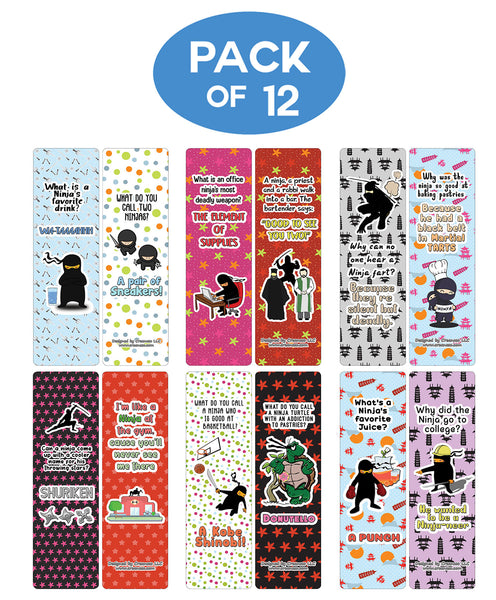Creanoso Ninja Jokes Cards - Funny Gift Set Bookmarks - Stocking Stuffers and Incentives