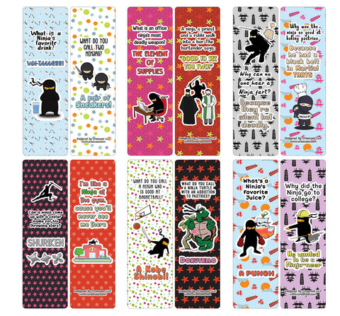 Creanoso Ninja Jokes Cards - Funny Gift Set Bookmarks - Stocking Stuffers and Incentives