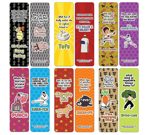 Creanoso Martial Arts Jokes Bookmarks - Funny Stocking Stuffers
