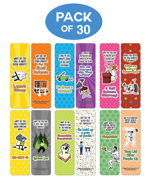 Creanoso Funny Clean Jokes Bookmarks -  Karate Jokes - Awesome Stocking Stuffers