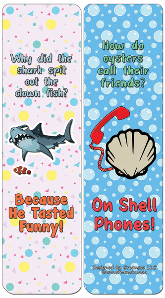 Creanoso Funny Clean Jokes Bookmarks - Sea Creatures (60-Pack) - Premium Quality Gift Ideas for Children, Teens, & Adults for All Occasions - Stocking Stuffers Party Favor & Giveaways
