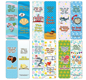 Creanoso Funny Clean Jokes Bookmarks - Sea Creatures (60-Pack) - Premium Quality Gift Ideas for Children, Teens, & Adults for All Occasions - Stocking Stuffers Party Favor & Giveaways