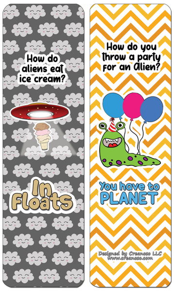 Creanoso Funny Clean Jokes Bookmarks - UFO Jokes - Awesome Gift Set and Incentives