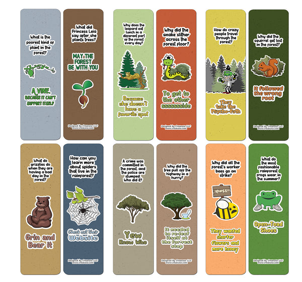 Creanoso Forest Jokes Bookmarks - Awesome Stockin Stuffers and Gift Ideas (12-Pack)