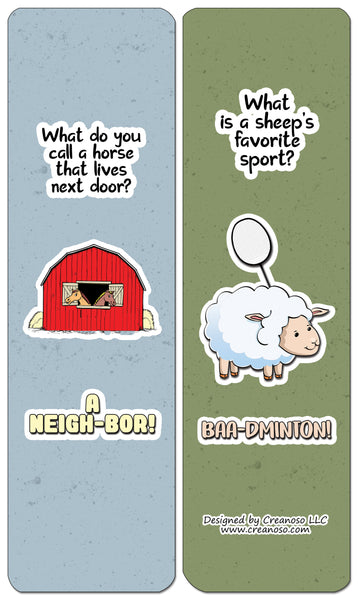 Creanoso Farm Jokes Bookmarks (30-Pack) - Classroom Reward Incentives for Students and Children - Stocking Stuffers Party Favors & Giveaways for Teens & Adults