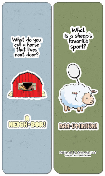 Creanoso Farm Jokes Bookmarks - Funny Gift Set and Stocking Stuffers (12-Pack)