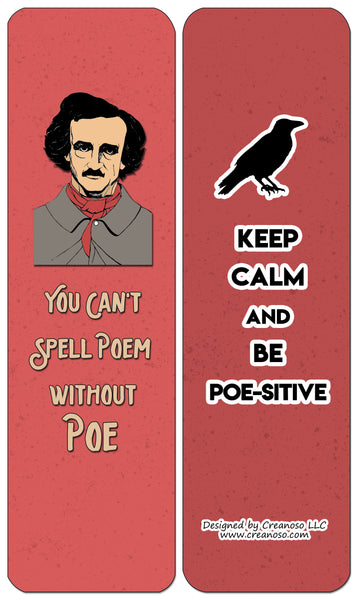 Creanoso Edgar Allan Poe Jokes Bookmarks (60-Pack) - Premium Quality Gift Ideas for Children, Teens, & Adults for All Occasions - Stocking Stuffers Party Favor & Giveaways