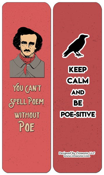 Creanoso Edgar Allan Poe Jokes Bookmarks - Amazing Stocking Stuffers and Gift Set or Party favors