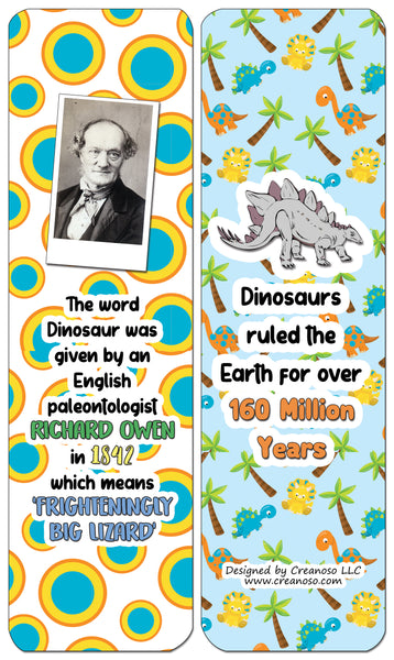 Creanoso Dinosaur Facts Bookmarks - Unique Stocking Stuffers Gifts for Kids