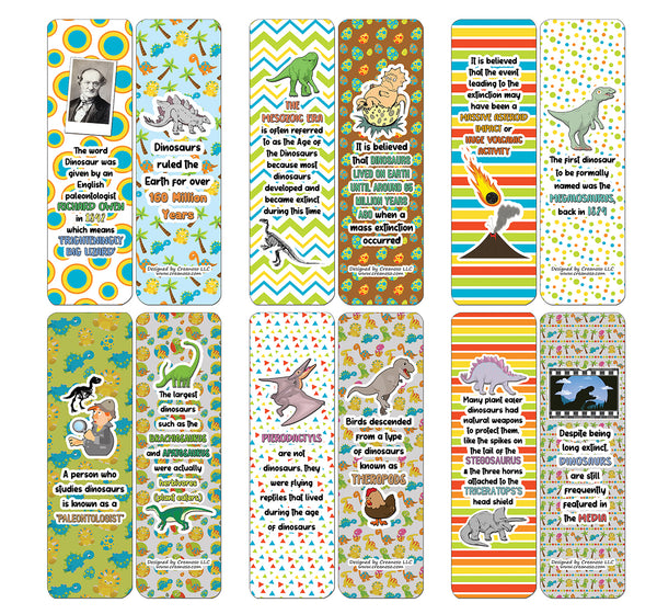 Creanoso Dinosaur Facts Bookmarks - Unique Stocking Stuffers Gifts for Kids