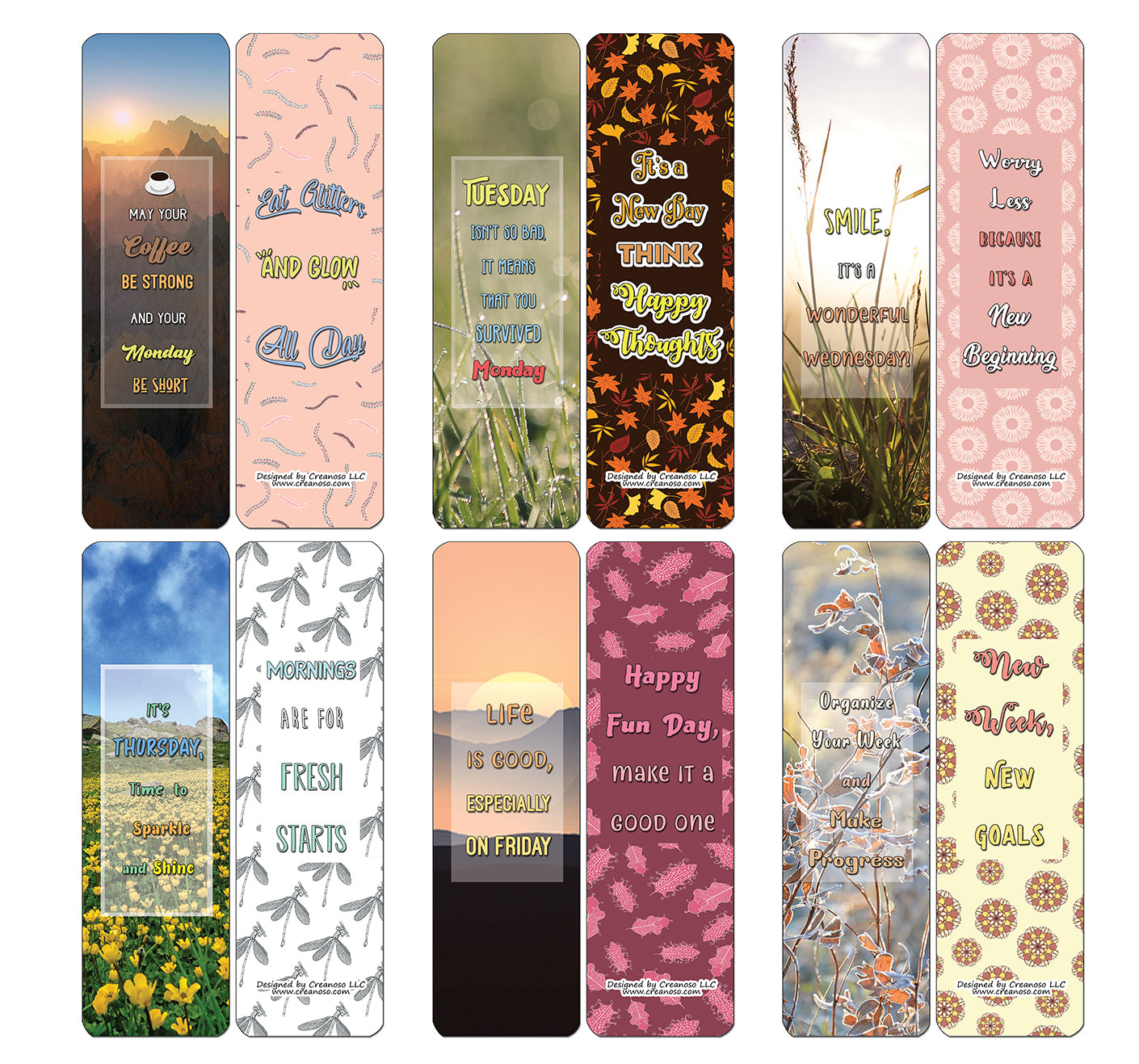 Creanoso Weekday Inspirations Bookmarks - Inspirational Stocking Stuffers
