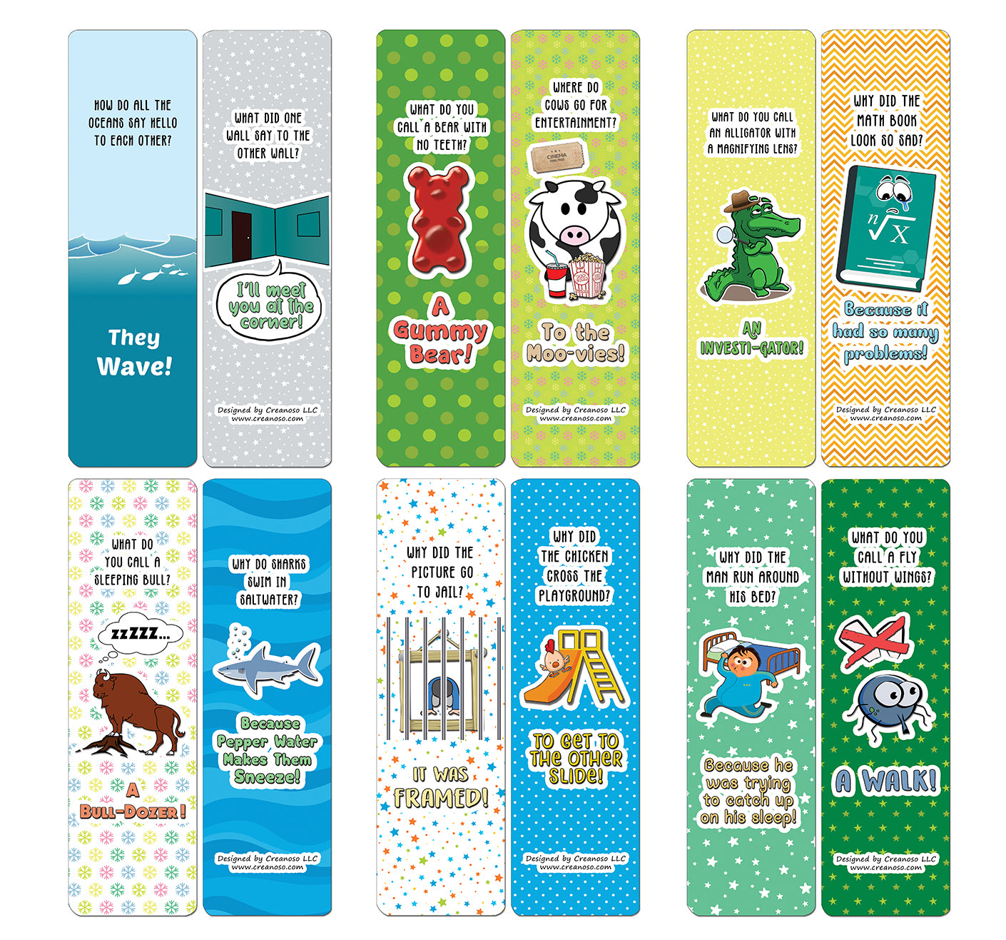 Creanoso Jokes for Kids Series Bookmarks Cards - Series 1 - Awesome and Funny Stocking Stuffers