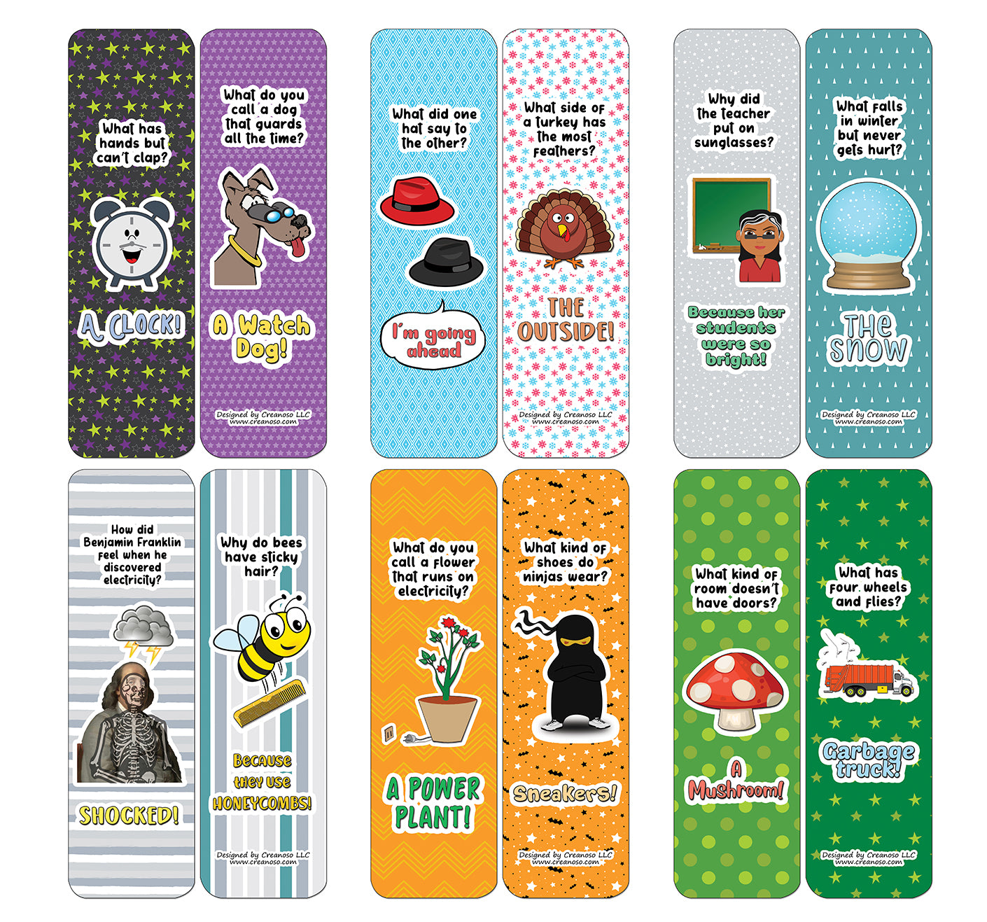 Creanoso Jokes for Kids Series Bookmarks Cards - Series 2 - Funny Stocking Stuffers and Gift Ideas