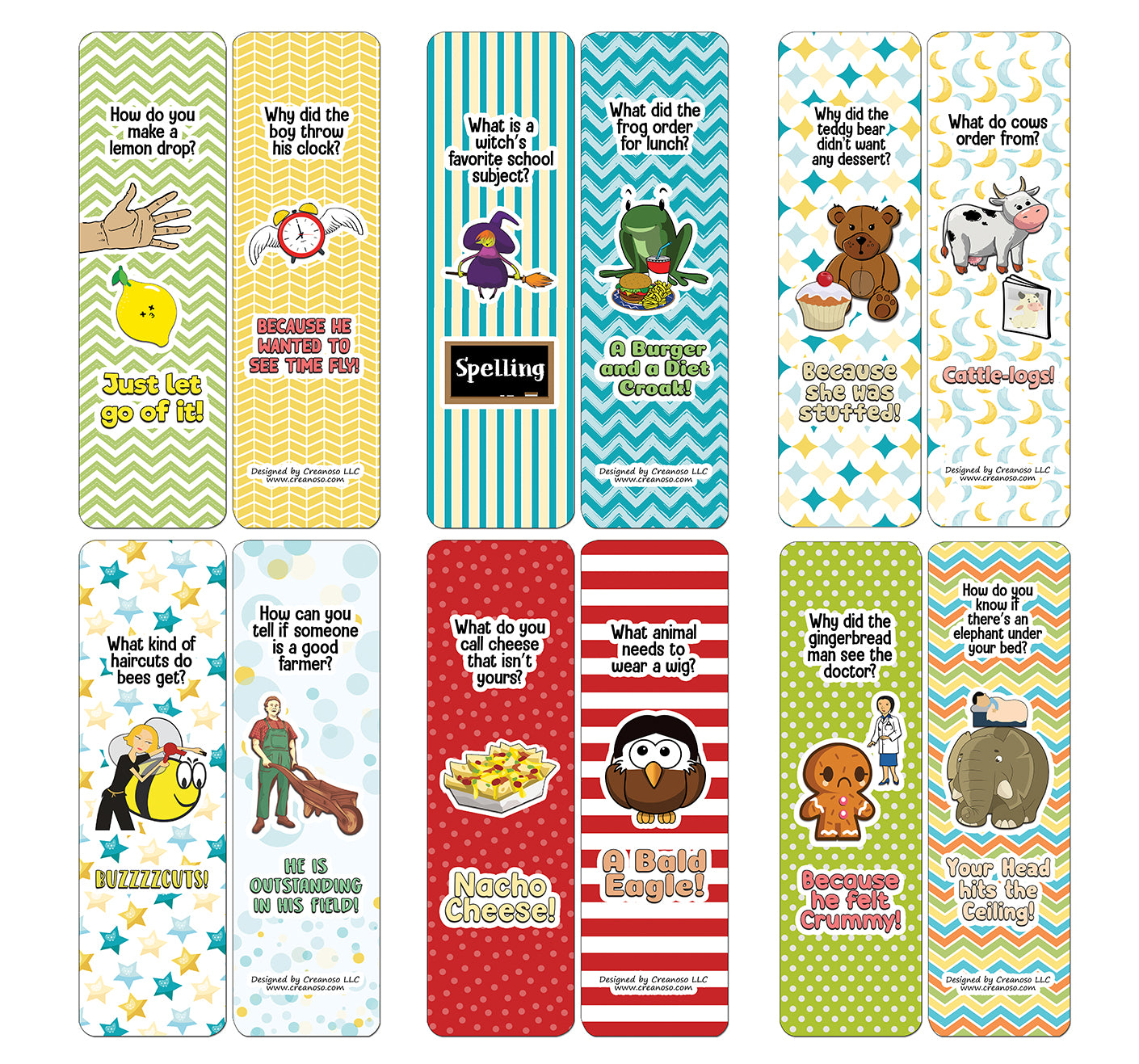 Creanoso Jokes for Kids Series Bookmarks Cards - Series 3 - Funny Gift Ideas and Stocking Stuffers