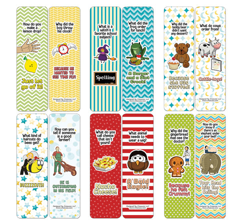 Creanoso Funny Puns Riddle Jokes Bookmarks - Unique Stocking Stuffers