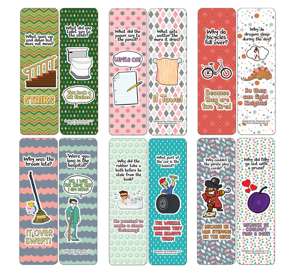 Creanoso Jokes for Kids Series Bookmarks Cards - Series 4 - Stocking Stuffers and Funny Gift Cards (12-Pack)
