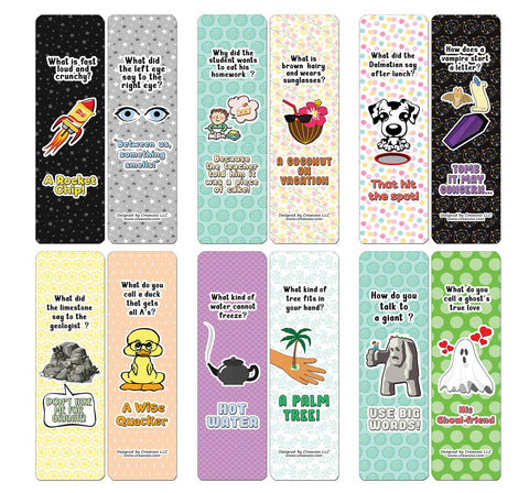 Creanoso Jokes for Kids Series Bookmarks Cards - Series 5 - Funny Stocking Stuffers for Children (12-Pack)