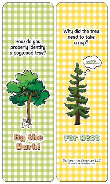 Creanoso Funny Tree Puns Bookmarks (60-Pack) - Premium Quality Gift Ideas for Children, Teens, & Adults for All Occasions - Stocking Stuffers Party Favor & Giveaways