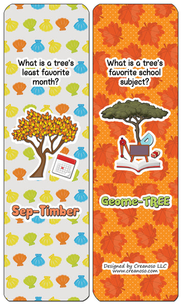 Creanoso Funny Tree Puns Bookmarks - Humorous Stocking Stuffers and Gift Set