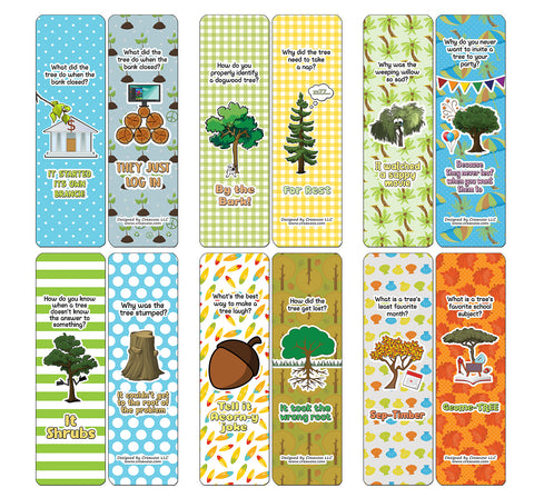 Creanoso Funny Tree Puns Bookmarks (60-Pack) - Premium Quality Gift Ideas for Children, Teens, & Adults for All Occasions - Stocking Stuffers Party Favor & Giveaways