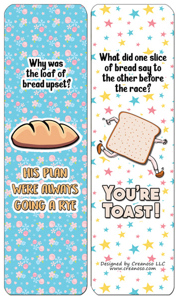 Creanoso - Funny Bread Puns Bookmarks - Stocking Stuffers and Humorous Gift Ideas (12-Pack)