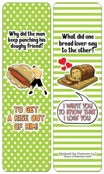 Creanoso Funny Bread Puns Bookmarks (60-Pack) - Premium Quality Gift Ideas for Children, Teens, & Adults for All Occasions - Stocking Stuffers Party Favor & Giveaways