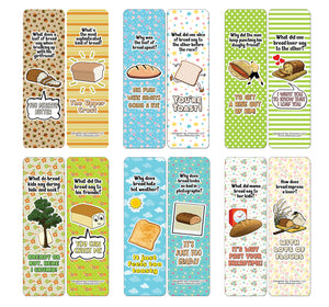 Creanoso Funny Bread Puns Bookmarks (60-Pack) - Premium Quality Gift Ideas for Children, Teens, & Adults for All Occasions - Stocking Stuffers Party Favor & Giveaways