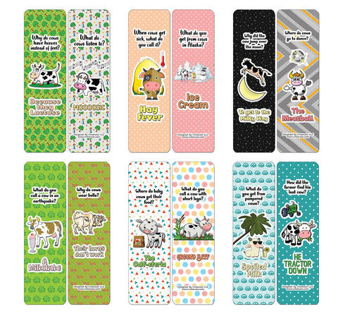 Creanoso Humorous Cow Jokes Bookmarks - Funny Stocking Stuffers and Gift Idea