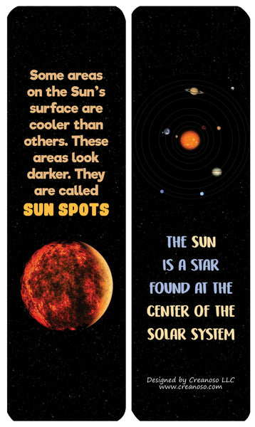 Creanoso Fun Sun Facts Bookmarks - Learning Cards and Gift Idea
