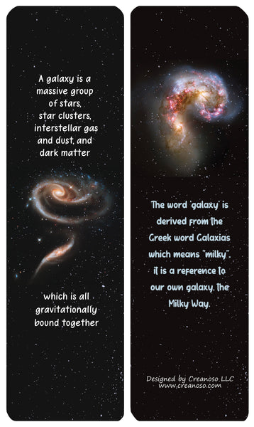 Creanoso Interesting Facts About Galaxies Bookmarks (60-Pack) - Premium Quality Gift Ideas for Children, Teens, & Adults for All Occasions - Stocking Stuffers Party Favor & Giveaways