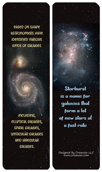 Creanoso Interesting Facts About Galaxies Bookmarks (60-Pack) - Premium Quality Gift Ideas for Children, Teens, & Adults for All Occasions - Stocking Stuffers Party Favor & Giveaways
