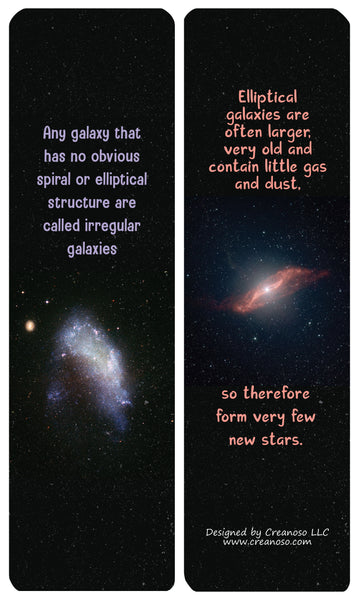 Creanoso Interesting Facts About Galaxies Bookmarks (60-Pack) - Premium Quality Gift Ideas for Children, Teens, & Adults for All Occasions - Stocking Stuffers Party Favor & Giveaways