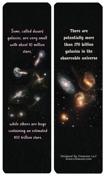 Creanoso Interesting Facts About Galaxies Bookmarks (60-Pack) - Premium Quality Gift Ideas for Children, Teens, & Adults for All Occasions - Stocking Stuffers Party Favor & Giveaways
