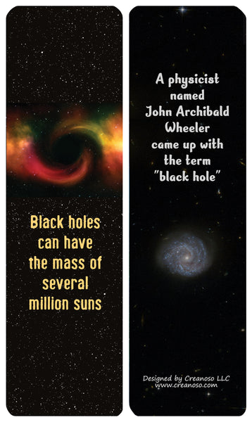 Creanoso Black Holes Facts and Information Bookmarks - Stocking Stuffers Premium Quality Gift Ideas
