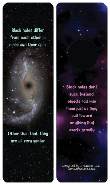 Creanoso Black Holes Facts and Informations Bookmarks (60-Pack) - Premium Quality Gift Ideas for Children, Teens, & Adults for All Occasions - Stocking Stuffers Party Favor & Giveaways