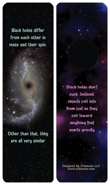 Creanoso Black Holes Facts and Information Bookmarks - Stocking Stuffers Premium Quality Gift Ideas