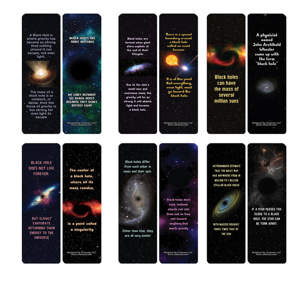 Creanoso Black Holes Facts and Informations Bookmarks (60-Pack) - Premium Quality Gift Ideas for Children, Teens, & Adults for All Occasions - Stocking Stuffers Party Favor & Giveaways