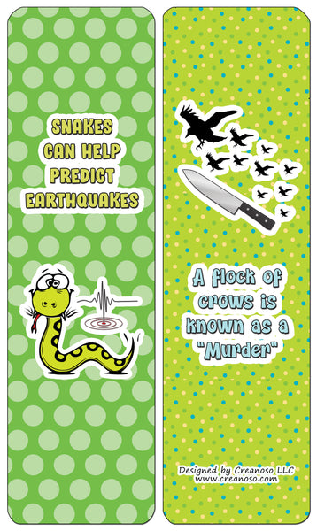 Creanoso Funny Facts Bookmarks - Series 1 (60-Pack) - Premium Quality Gift Ideas for Children, Teens, & Adults for All Occasions - Stocking Stuffers Party Favor & Giveaways