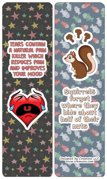 Creanoso Funny Facts Series 3 Bookmarks - Premium Quality Stock Cards - Great Party Favors