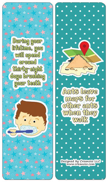 Creanoso Funny Facts Bookmarks - Series 3 (60-Pack) - Premium Quality Gift Ideas for Children, Teens, & Adults for All Occasions - Stocking Stuffers Party Favor & Giveaways