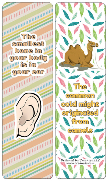 Creanoso Funny Facts Bookmarks - Series 3 (60-Pack) - Premium Quality Gift Ideas for Children, Teens, & Adults for All Occasions - Stocking Stuffers Party Favor & Giveaways