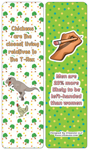 Creanoso Funny Facts Bookmarks - Series 3 (60-Pack) - Premium Quality Gift Ideas for Children, Teens, & Adults for All Occasions - Stocking Stuffers Party Favor & Giveaways