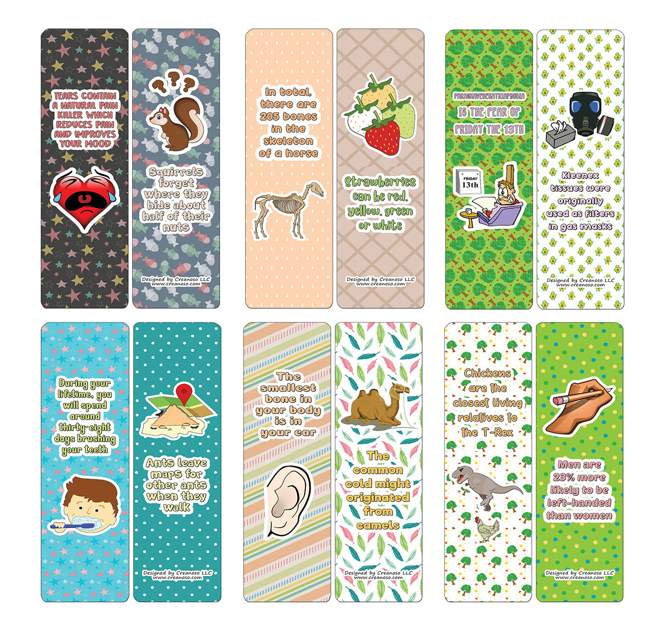 Creanoso Funny Facts Bookmarks - Series 3 (30-Pack) -