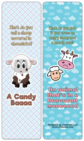 Creanoso Funny Sheep Jokes Bookmarks Cards (60-Pack) - Premium Quality Gift Ideas for Children, Teens, & Adults for All Occasions - Stocking Stuffers Party Favor & Giveaways