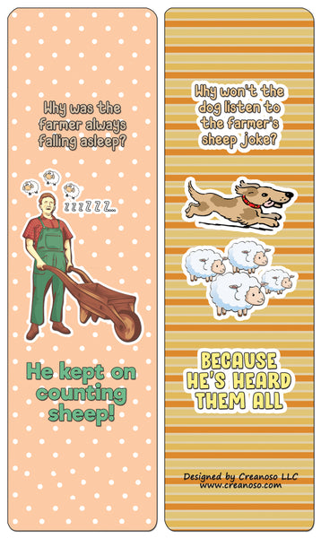 Creanoso Funny Sheep Jokes Bookmarks Cards (30-Pack) - Classroom Reward Incentives for Students and Children - Stocking Stuffers Party Favors & Giveaways for Teens & Adults