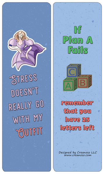 Creanoso Funny Stress Quotes Bookmarks (30-Pack) - Classroom Reward Incentives for Students and Children - Stocking Stuffers Party Favors & Giveaways for Teens & Adults