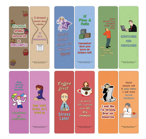 Creanoso Funny Stress Quotes Bookmarks (30-Pack) - Classroom Reward Incentives for Students and Children - Stocking Stuffers Party Favors & Giveaways for Teens & Adults