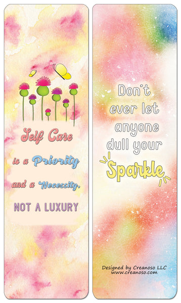 Creanoso Self Love Quotes Bookmarks (60-Pack) - Premium Quality Gift Ideas for Children, Teens, & Adults for All Occasions - Stocking Stuffers Party Favor & Giveaways
