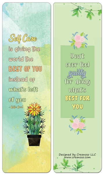 Creanoso Self Love Quotes Bookmarks (60-Pack) - Premium Quality Gift Ideas for Children, Teens, & Adults for All Occasions - Stocking Stuffers Party Favor & Giveaways